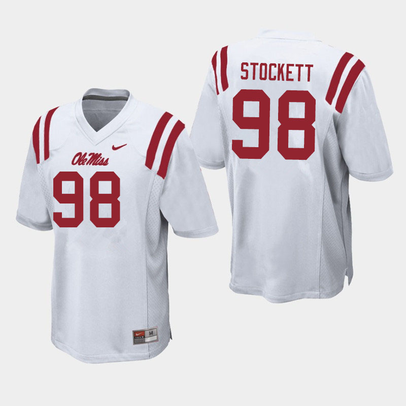 Lawson Stockett Ole Miss Rebels NCAA Men's White #98 Stitched Limited College Football Jersey FRA2058IB
